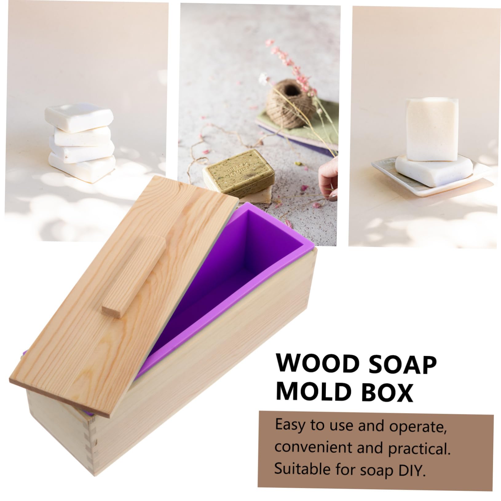 Molde de Caja de Madera para Jabón Reutilizable Púrpura