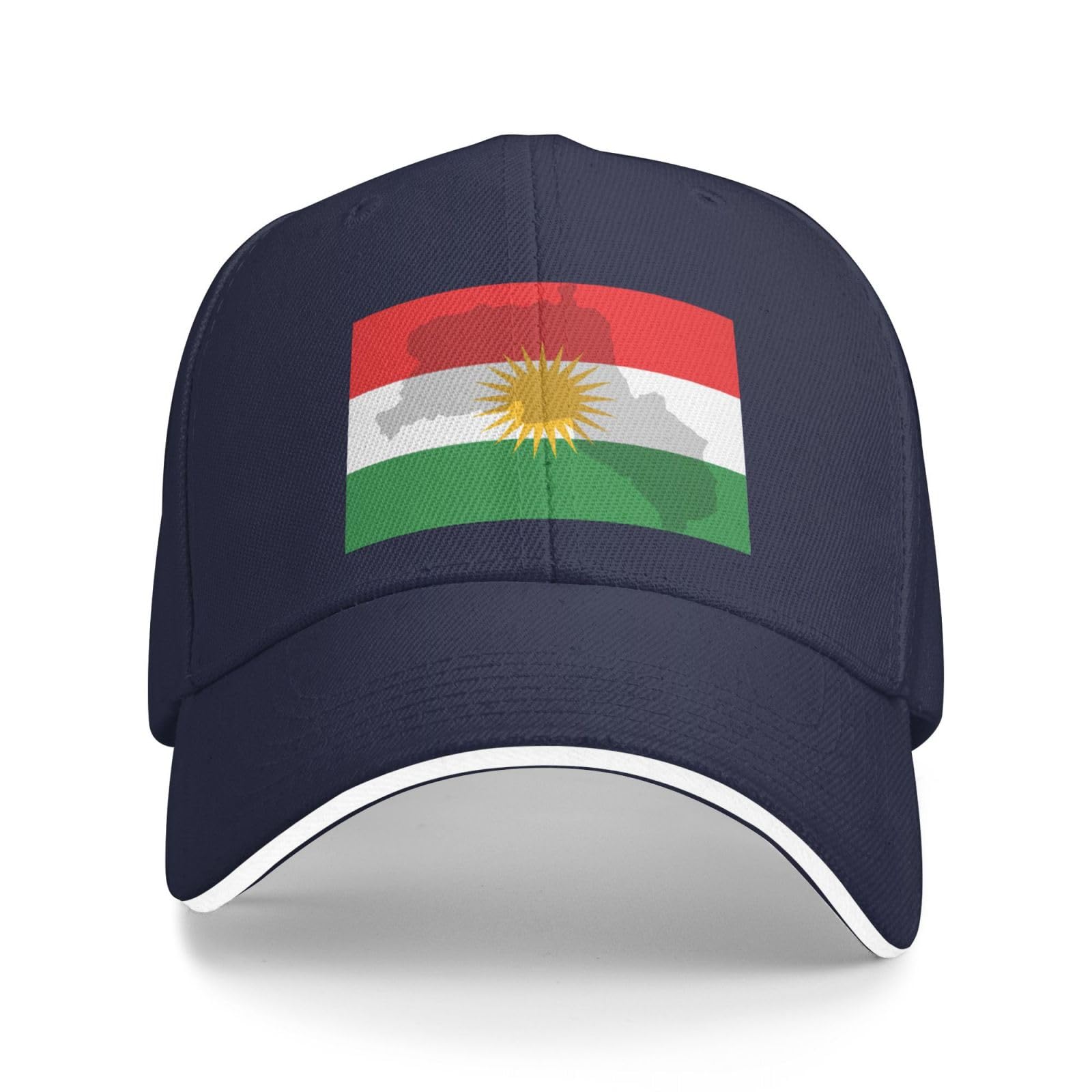 Nlwqekv Unisex Navy Blue Kurdistan Map Flag Kurdish Flag Hat Men Women Baseball Cap Funny Trucker Hat