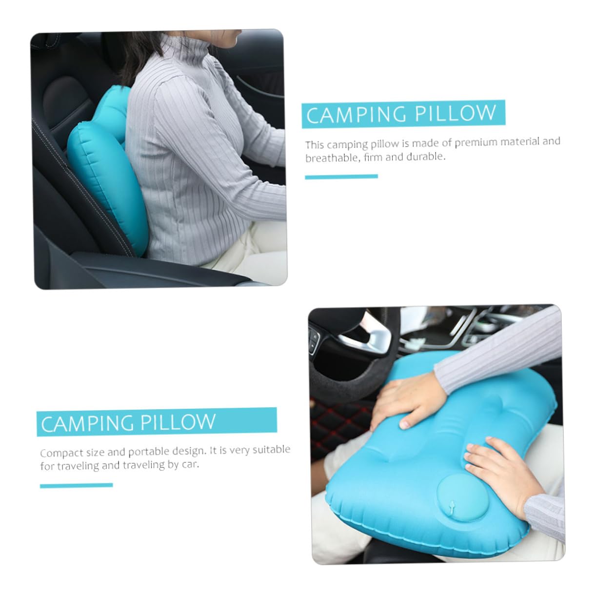 Cabilock 3piezas Almohada Inflable De Cojín De Espalda Portátil Almohada De Camping y Ligera para y Actividades