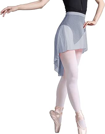 Amazon.com: Grey Lyrical Dance Skirts for Women Adult Mesh Ballet Skirt ...