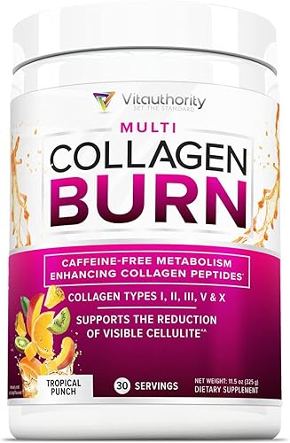 Polvo de péptidos de colágeno hidrolizados para mujeres, adelgazante multicolágeno Burn Ultimate Beauty Complex con ácido hialurónico vitamina C y