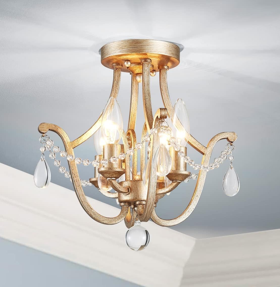 Saint Mossi Kristall-Kronleuchter – Gold, 9xGU10, 33x51 Cm, Für Deckenmontage