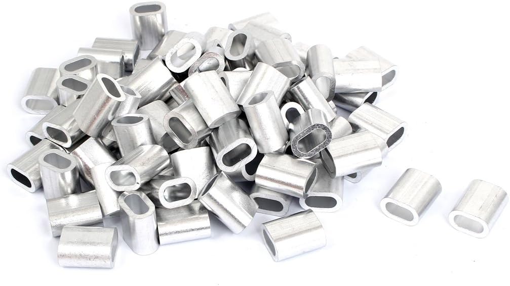 MroMax Aluminum Wire Rope Sleeves - 1mm To 6mm Hole Dia Silver Tone - View #13