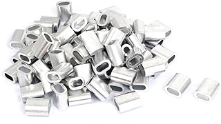 Aexit 80 Pcs Fall Protection Aluminium Wire Rope Ferrules Crimping Sleeves for 6mm Restraint Ropes & Lanyards Steel Cable