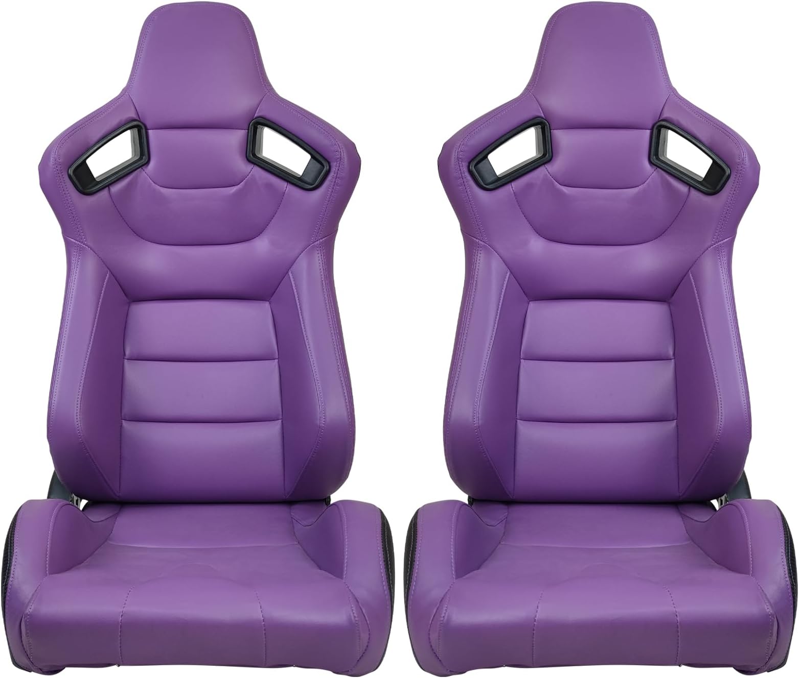 FREEMOTOR802 Racing Seats with Dual Lock Sliders, Universal For Most Cars Vehicles First Row, 1 Pair Reclinable Sport Bucket Seats, PU Carbon Fiber Look Leatherette, Purple
