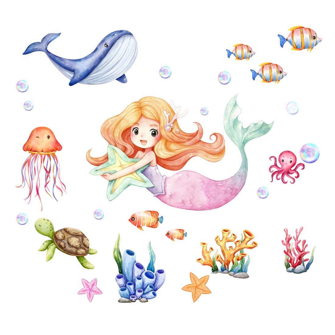 MenYiYDS 1 PCS MERMAID WALL STICKERS, NIGHT LIGHT STICKERS IN SEA ANIMALS, GIRLS BEDROOM UNDERWATER WORLD LIGHTING STICKERS