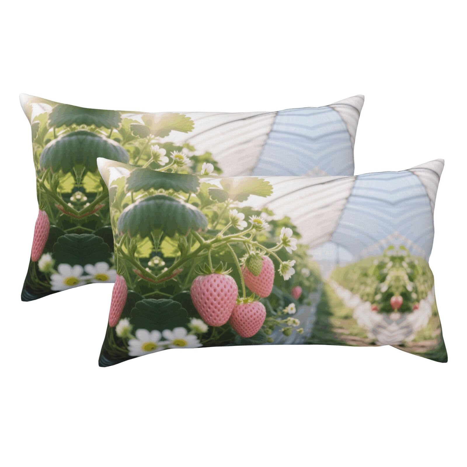 Pink Strawberry Luxury King Pillowcases Set of 2, Plush Velvet Feel Pillow Covers with Hidden Zipper, Skin & Hair Friendly, 20x36 Inches Pillow Cases for Sleeping Gift