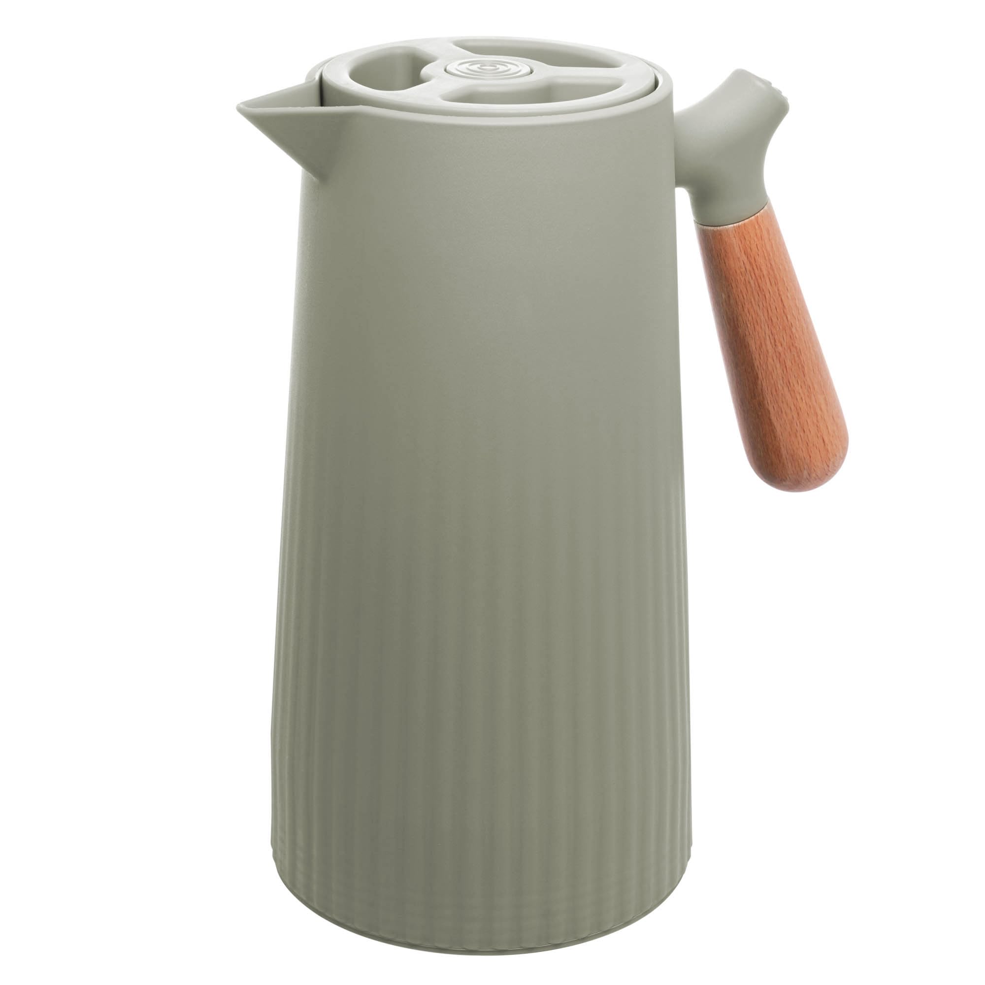WOLFF - Garrafa Térmica de Plástico com Cabo de Madeira New Nórdica 1L Menta - Mesa Posta - Itens Para Casa - Utensílios de Cozinha - Perfeita Para Café e Chá