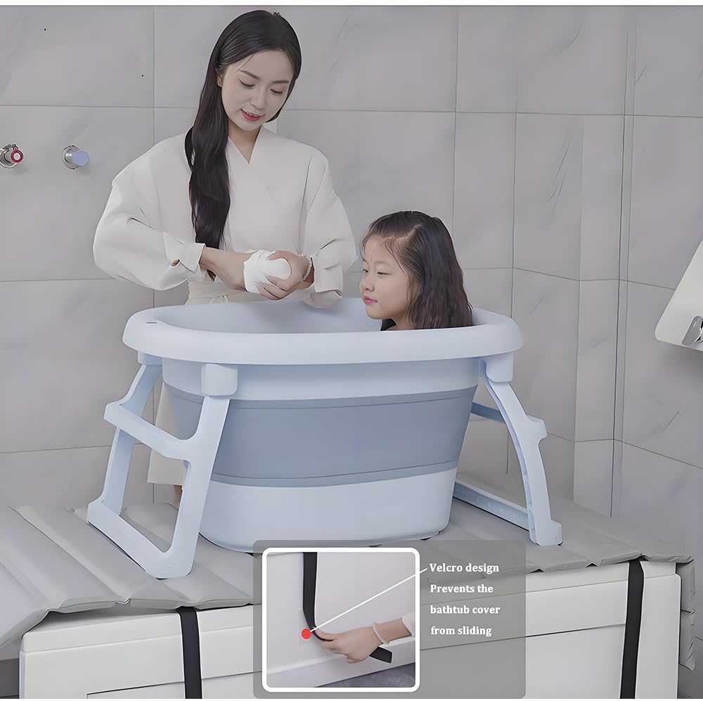 Modernes Badewannentablett, grau, hält bis zu 180 kg, hält Wasser warm, rutschfestes Design, perfekt für entspannende Bäder, 180 x 75 cm, ideal für Spa zu Hause