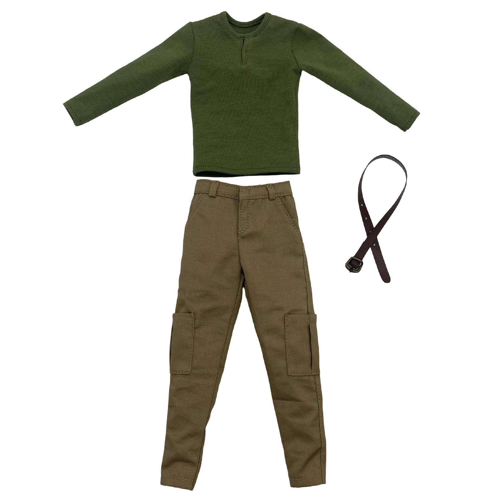 1/6 Hemd mit Hose, Pullover, Cosplay Langarmshirt mit Gürtel für 12 Zoll Puppen, Männliche Figuren