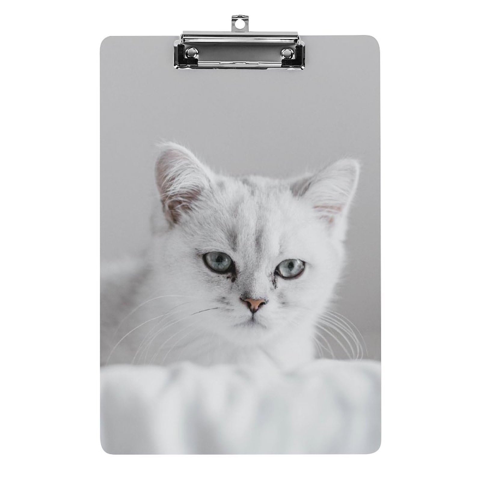 Porte-document avec clip profil bas A4 design chat blanc original - 8