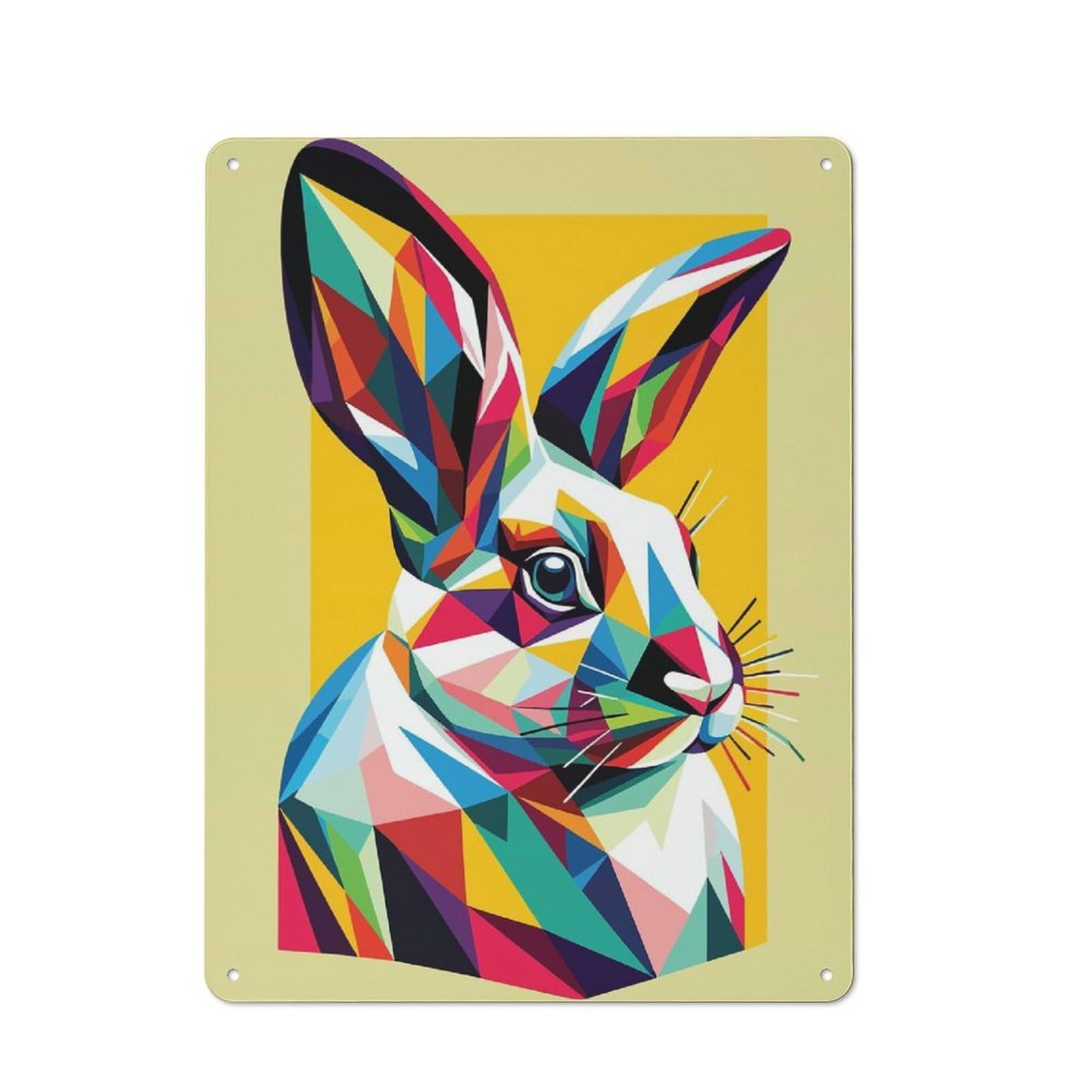 Junmoney Rabbit Wpap Pop Art Metal Wall Sign 40X30cm Featuring For Pub Or Café, For Pub Decor Enthusiasts, For Retro Home Interiors