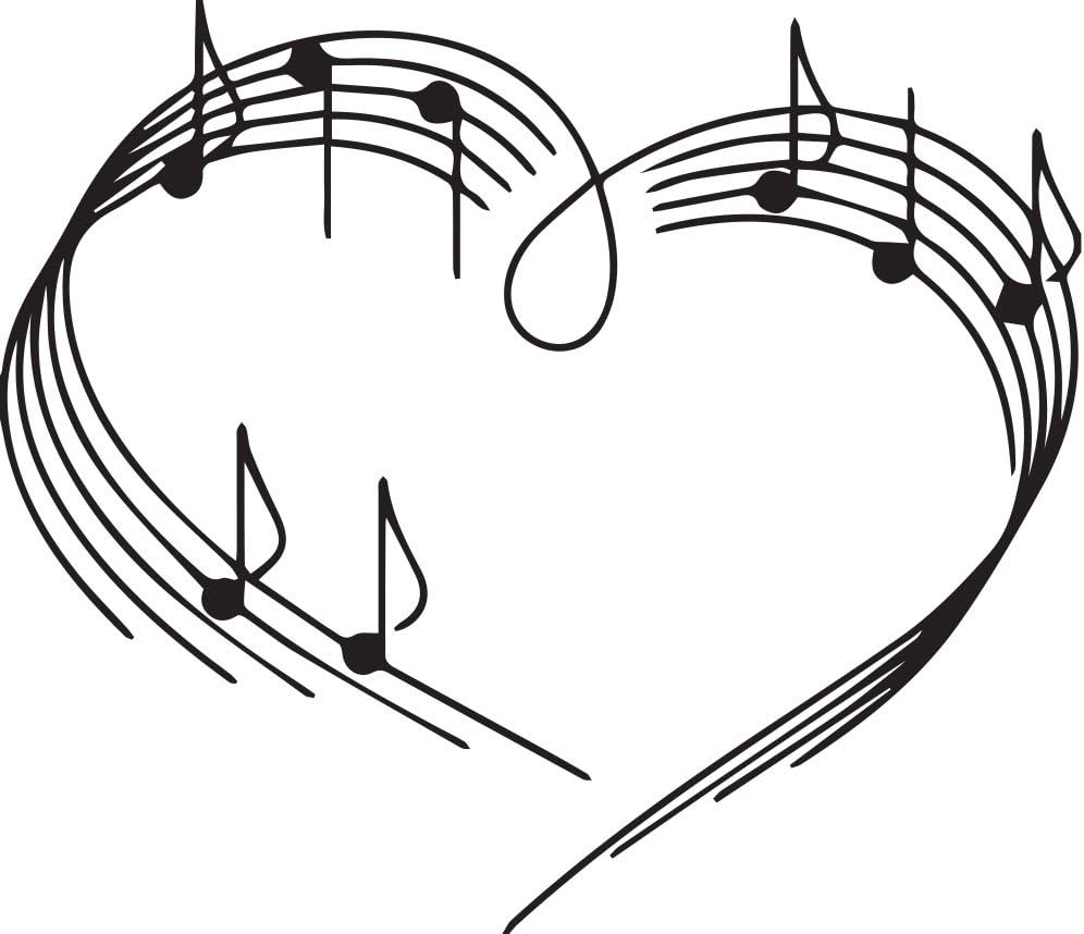 Heart Music Notes Vinyl Sticker Wall Decal