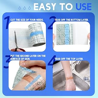Transparent Dressing Adhesive Bandage Waterproof Clear Adhesive Bandages Stretch Tape for Tattoos Swimming (3.94 Inch x 10.94 Yard)