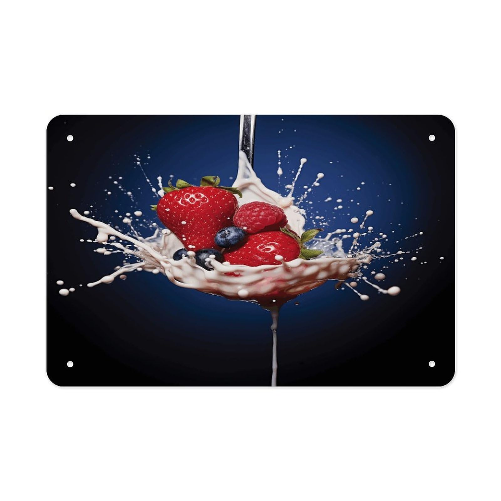 Fekiloot Style Fruit In Spoon Metal Signs Wall Art Tin Sign