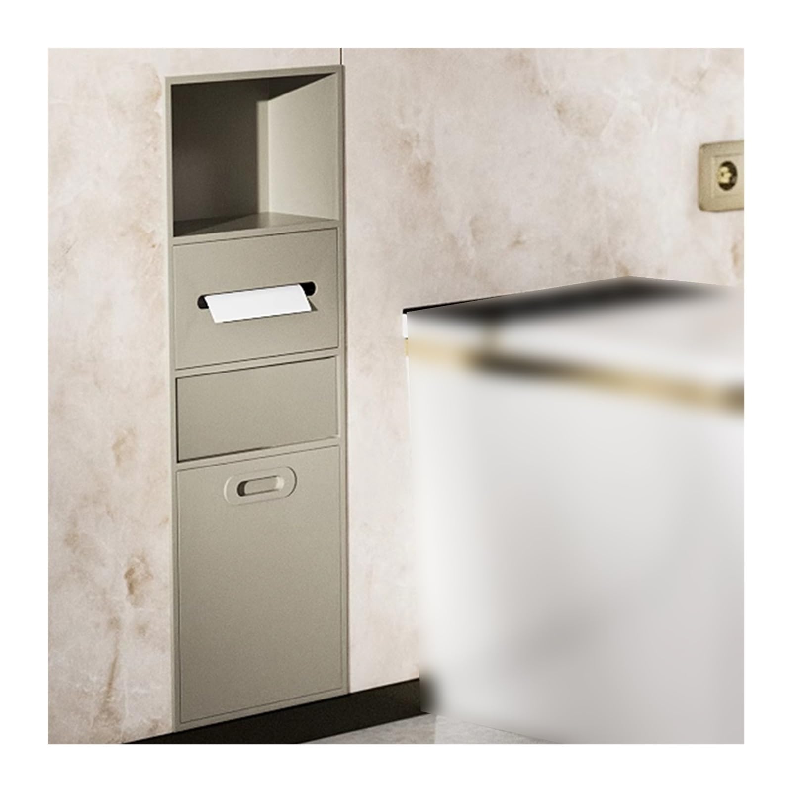 Black Stainless Steel Shower Niche - Waterproof Recessed Shelf for Wet Rooms, Bathroom Organizer for Toiletries, Shampoo, Toilet Paper, and Trash Can,Tea Apricot-a-11.81x33.85x5.51in/30x86x14CM