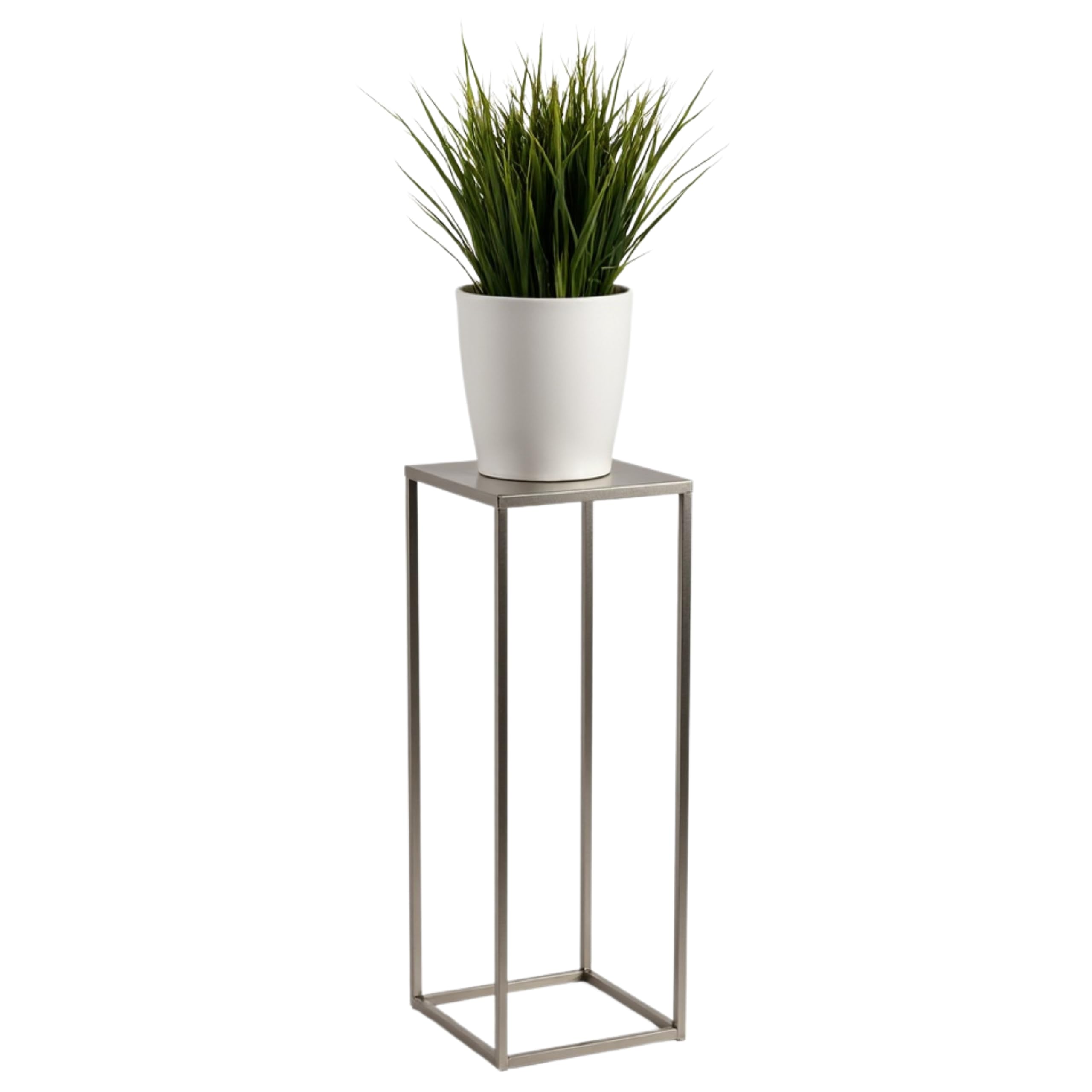 FRAMADO - Pflanzenständer Ferro - 24x24x80cm - Farbe Silber - für Zimmerblumen - Metallregal - Dekorativer Tisch - Blumenständer - für Zimmerecke, Wohnzimmer, Balkon