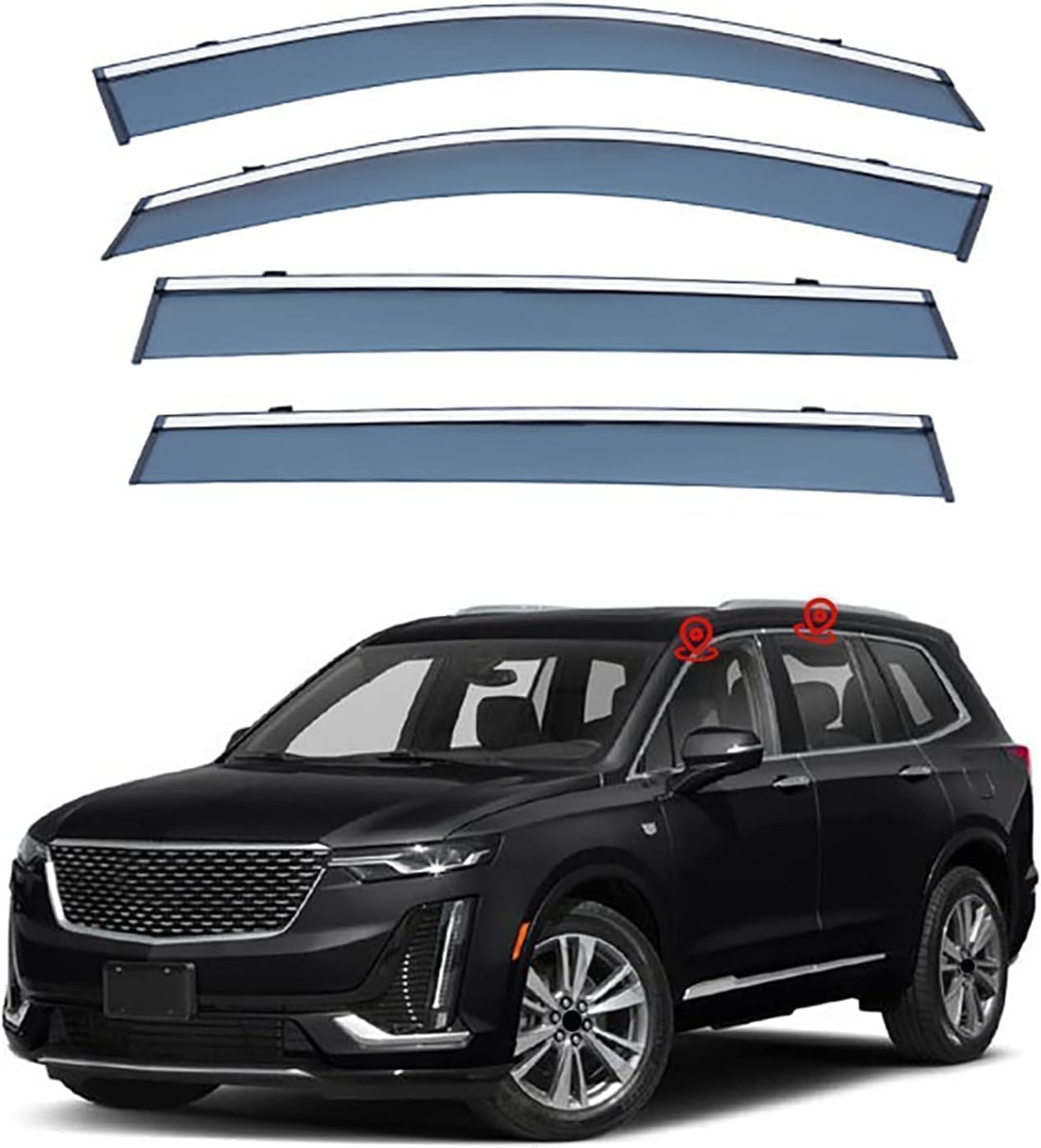 4Pcs Smoke Tint Car Window Deflectors for Cadillac XT6 MK1 2019-2024+