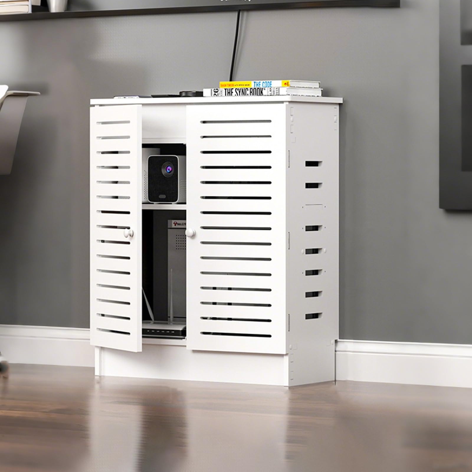 Armoire de routeur WiFi blanc 7 en PVC étanche pour box internet et câbles