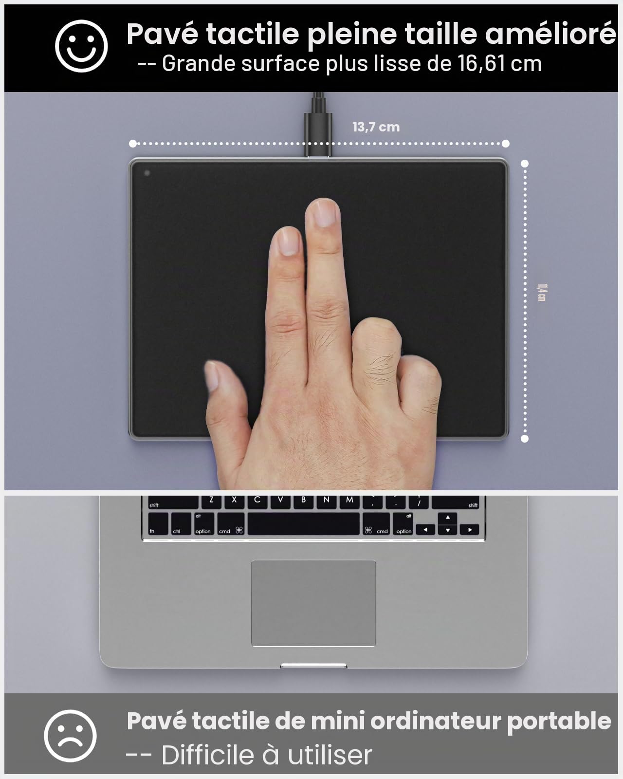 seenda Pavé Tactile pour Mac et Windows, trackpad en métal de Haute précision avec Commande Multi-Touch, Double Mode, pavé Tactile Filaire pour MacBook/PC/Ordinateur Portable (A)