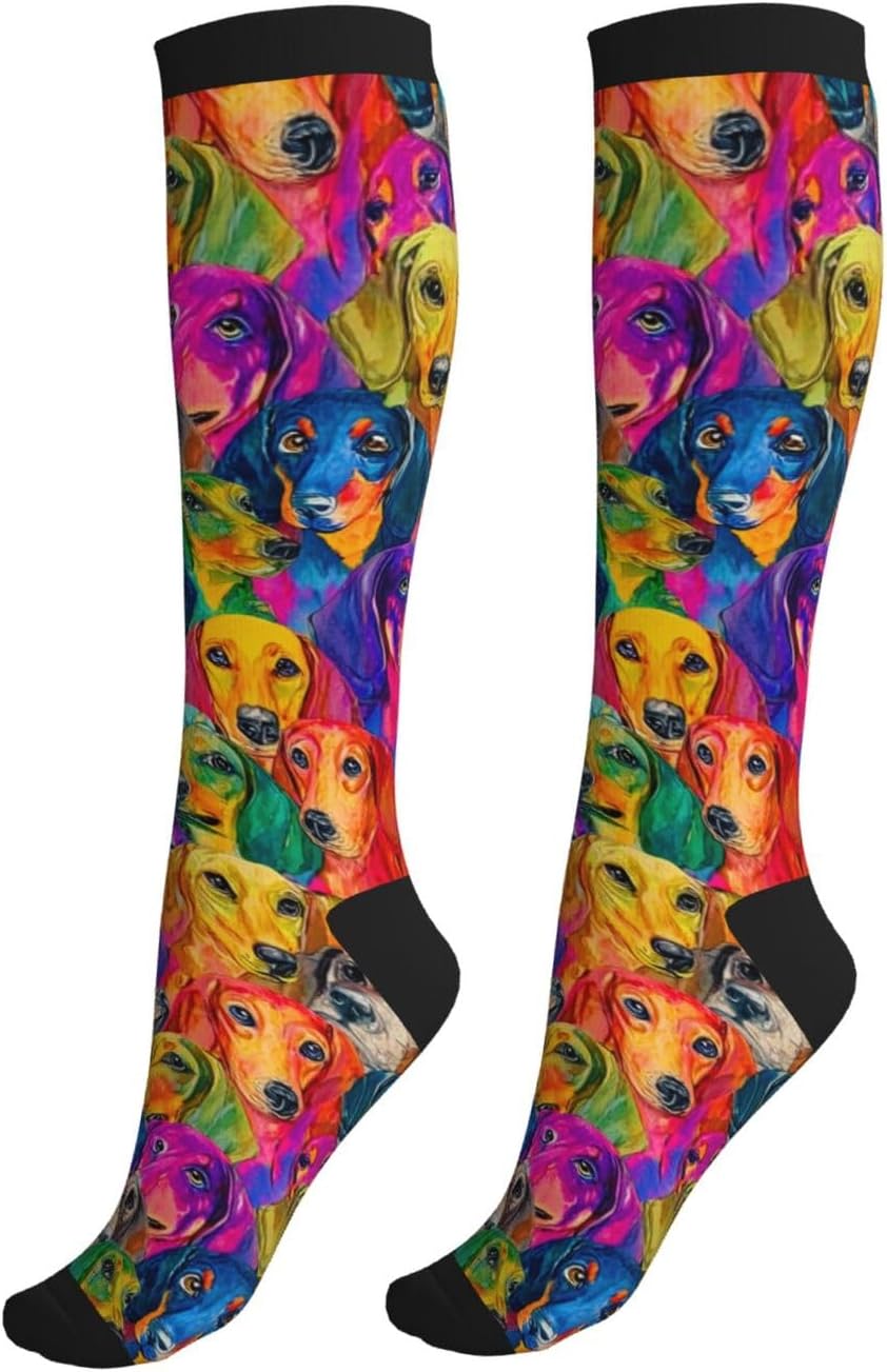 Compression Socks Knee High Circulation Support Socks For Women Men Athletic Running Work Hiking Cycling Travel