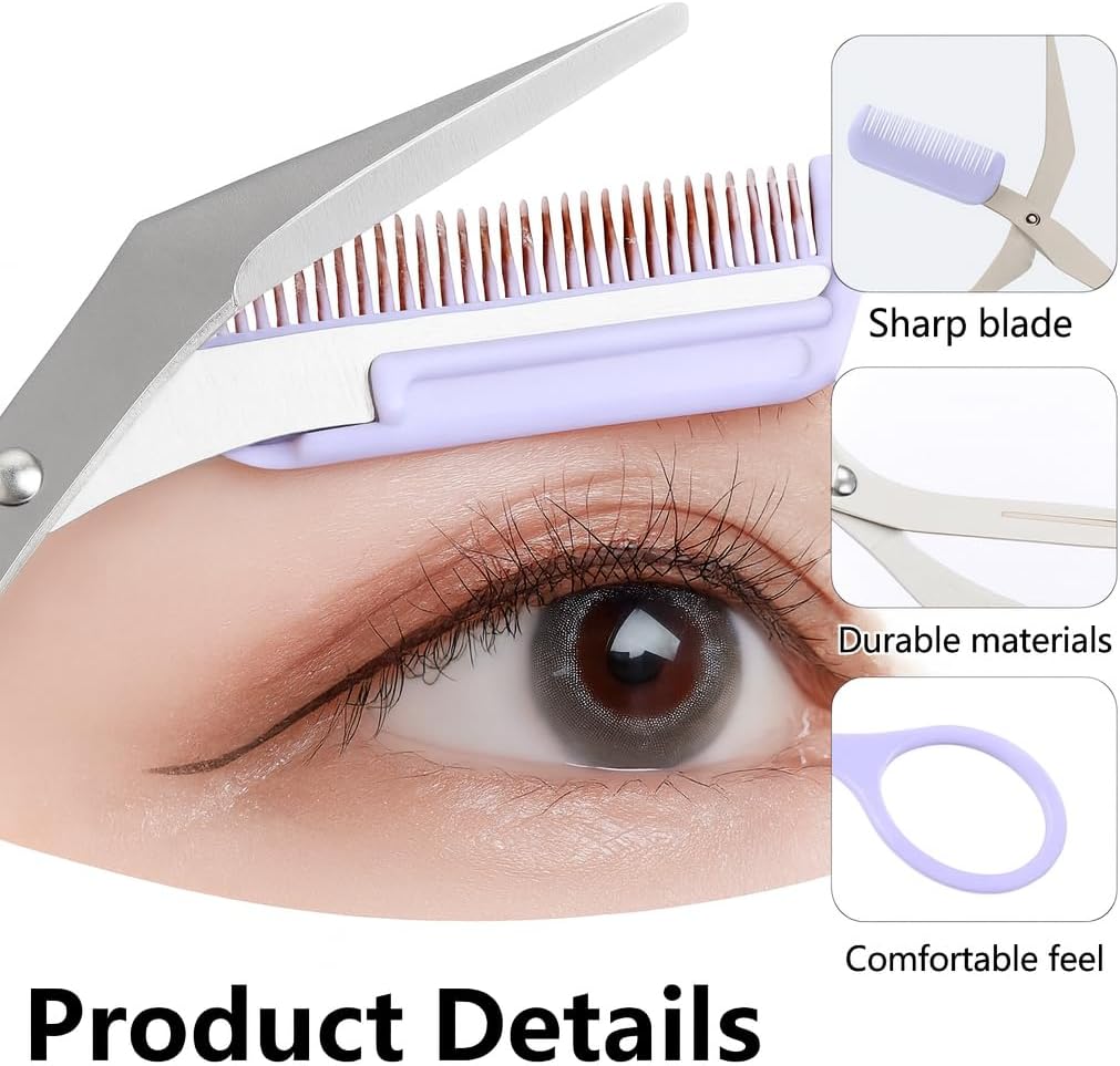 Eyebrow Trimmer Scissor,Eyebrow Trimmer for Women Men,Eyebrow Scissors with Comb,Non-Slip Eyebrow Cutter Eye Brow Razors,Eye Brow Shaper Trimming Scissors Makeup Tool (Black) (Black)