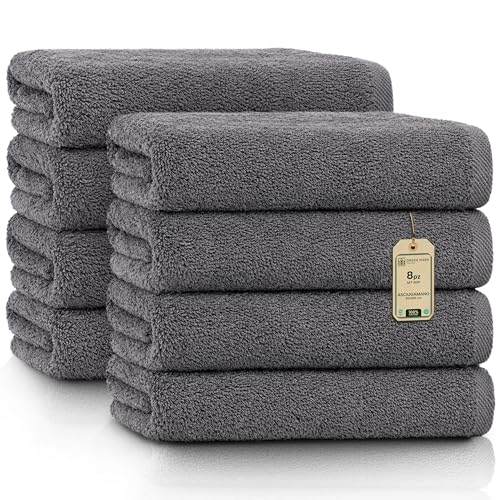 NatureMark Asciugamani – Set da 8 Pezzi – 100% Cotone,