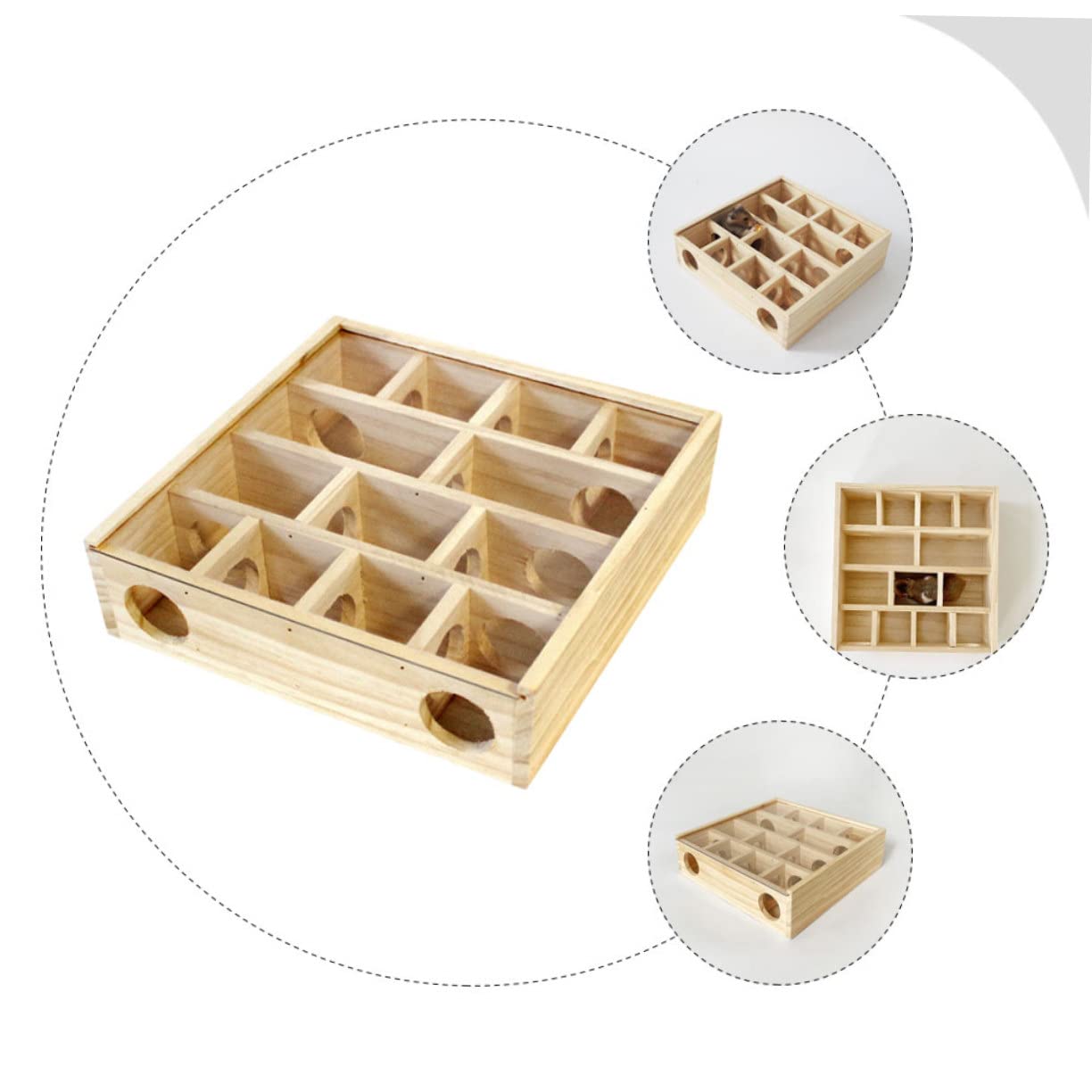 Yardwe Holz Labyrinthspielzeug für Kleintiere Mehr Stück Mäuselabyrinth in Khaki zur Beweglichkeit und Gesundem Wachstum Geeignet für Ratten und Kleine Haustiere im Haushalt