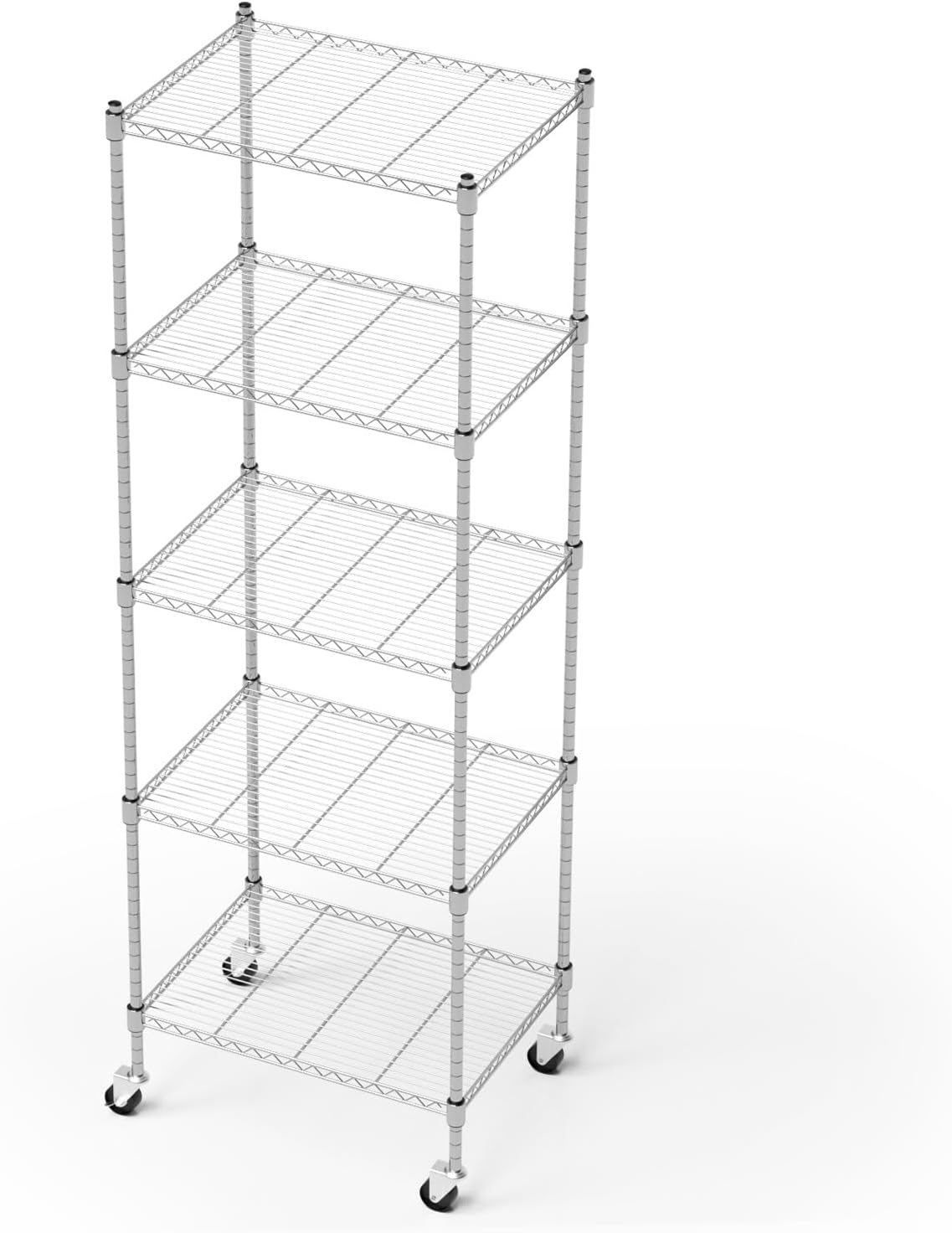 Garage Shelving with Wheels, 5 Tier Shelving Unit and Adjustable Feet, 865 lb High Capacity Rolling Storage Shelf for Kitchen, Office, Dining Room, Garage(23.6″x 17.7″x 72″), Chrome Garage Shelving with Wheels, 5 Tier Shelving Unit and Adjustable Feet, 865 lb High Capacity Rolling Storage Shelf for Kitchen, Office, Dining Room, Garage(23.6″x 17.7″x 72″), Chrome