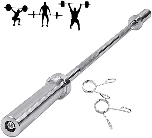 Barra olímpica de 4 pies, barra de pesas recta de acero sólido, barra de entrenamiento de fuerza resistente con 2 collares para gimnasio en casa,