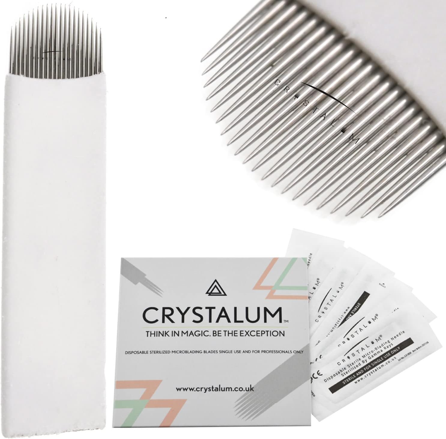 Microblading Blades 21U Pin x20 Eyebrows Disposable Tattoo Needles CRYSTALUM