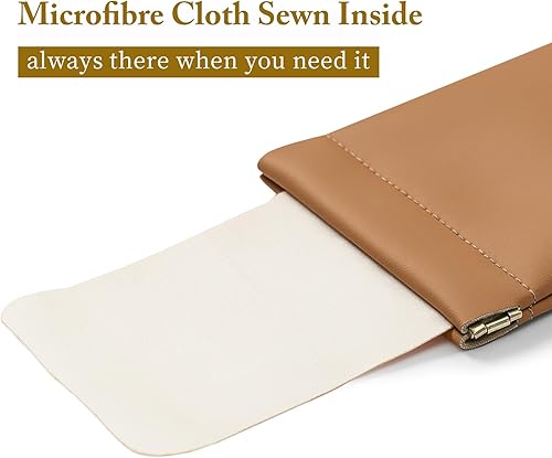 Vista 2 de Estuche para gafas de sol con cierre superior, nuevo estuche de lentes de cuero suave de organosilicona para gafas de viaje grande