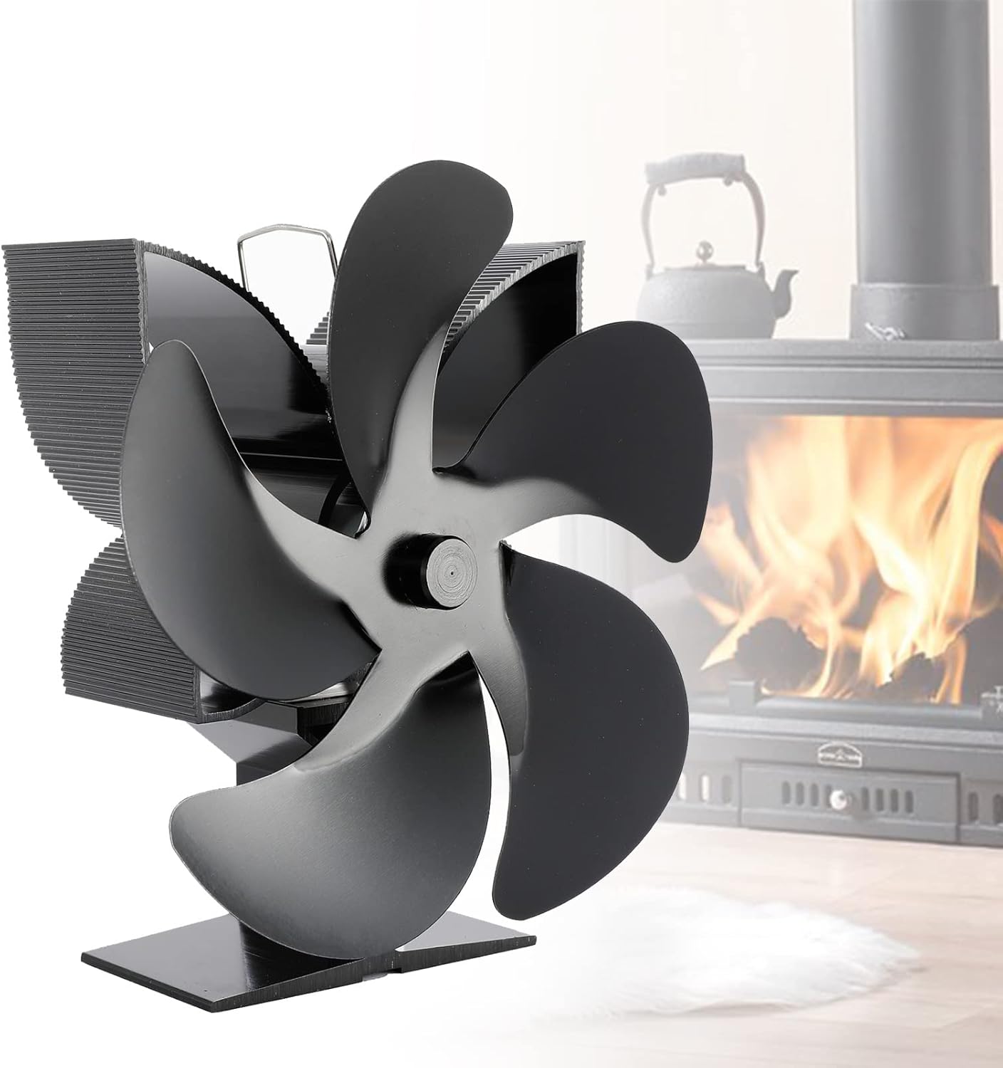 DYK&NX 5 Blade Wood Burner Fan, Heat Powered Fan Silent