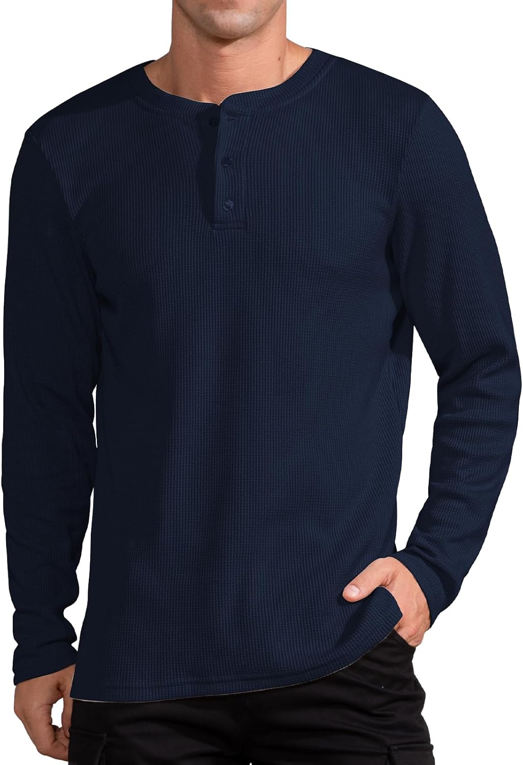 QUALFORT Henley Shirt for Men, Long Sleeve Cotton Blend Mens Pullover Top Outfits 2026 - Image 5