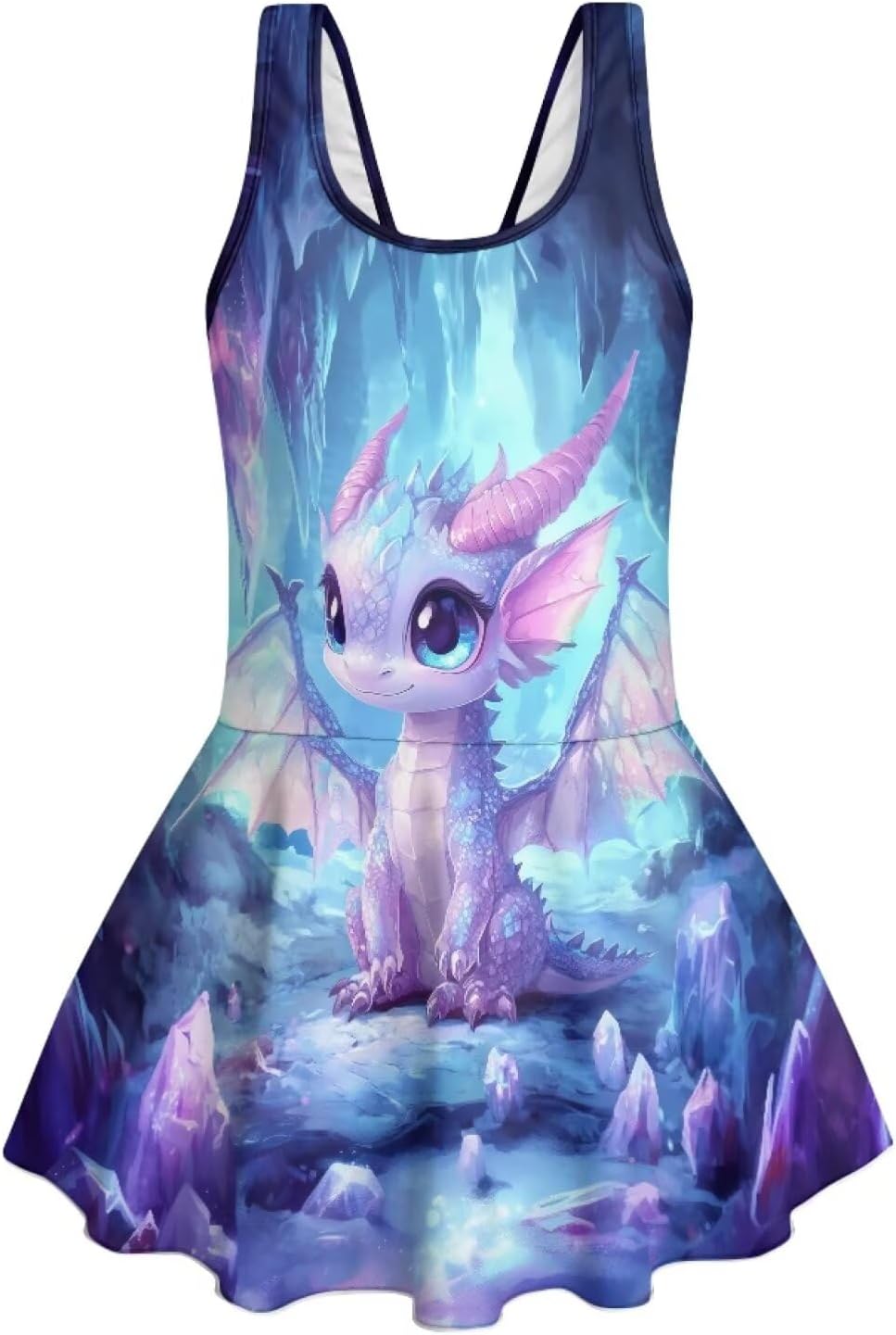 WELLFLYHOM Girls One Piece Bathing Suits with Skirt 3-13 Cute Full Coverage Girls Swimsuits Sleeveless Swimwear