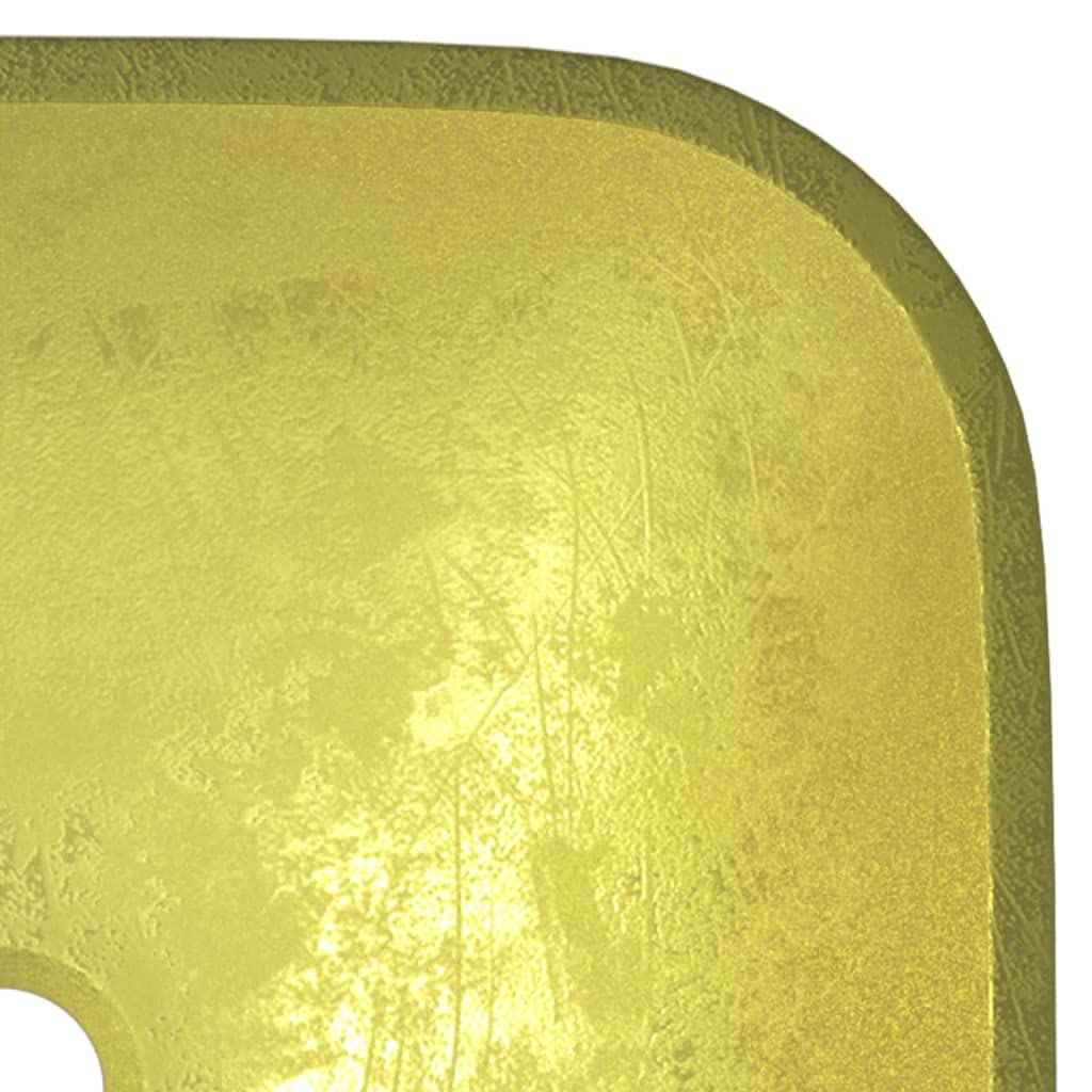 Lavabo de cristal dorado 42 x 42 x 14 cm – Lavabo redondo para baño y aseo de invitados – Diseño elegante lavabo de cristal templado sin rebosadero – moderno lavabo de baño