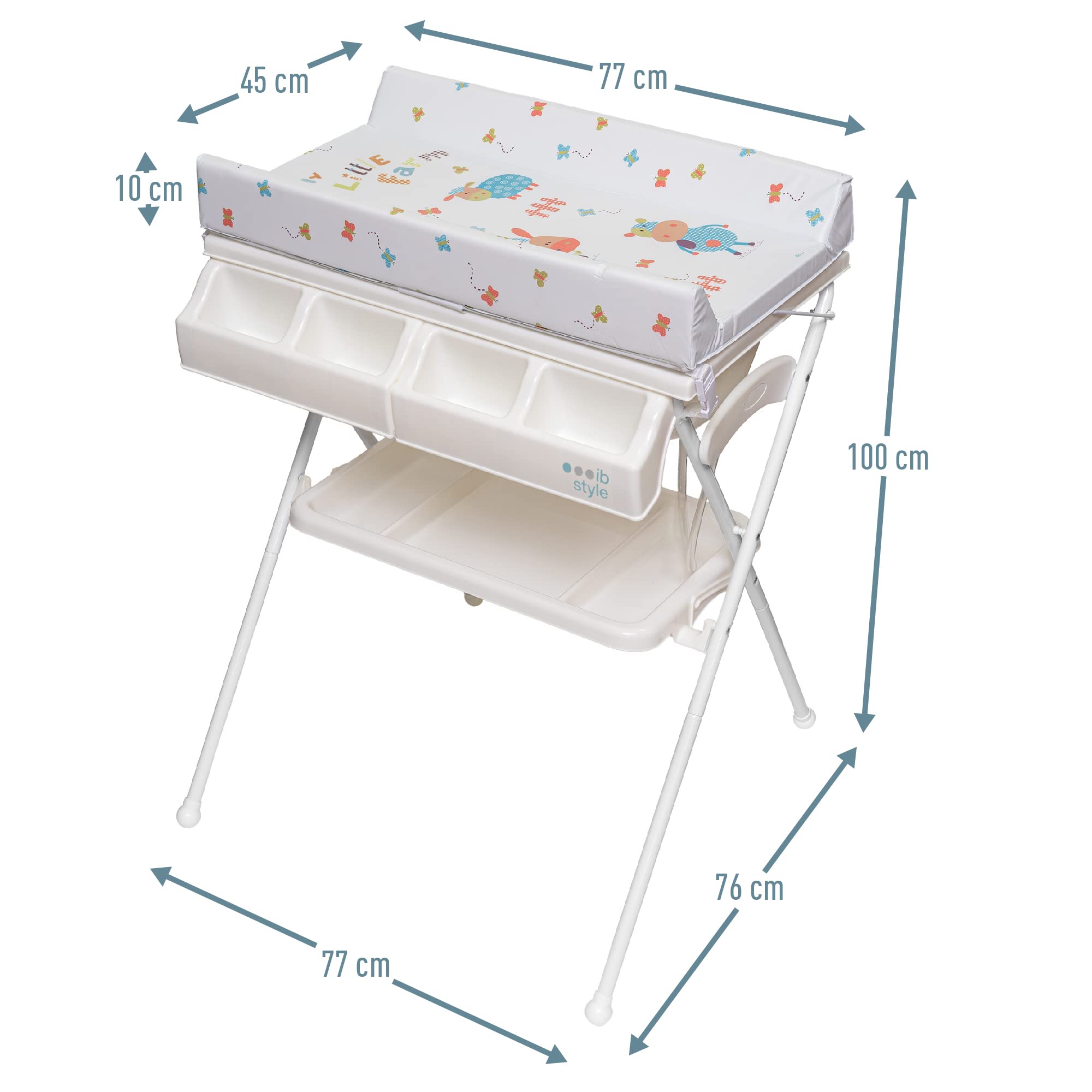 ib style® KOA Wickeltisch mit Badewanne mobiler Wickeltisch Klappbar 4 Dekore MY LITTLE FARM COLOR