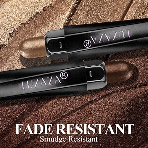 Luxaza 3Pcs Eyeshadow Stick Set, Matte And Shimmer Creamy Eyeshadow Pencil, Brown Gold Nude Shadow Stick Set, Waterproof Long Lasting Smoky Eye Makeup #TOP2