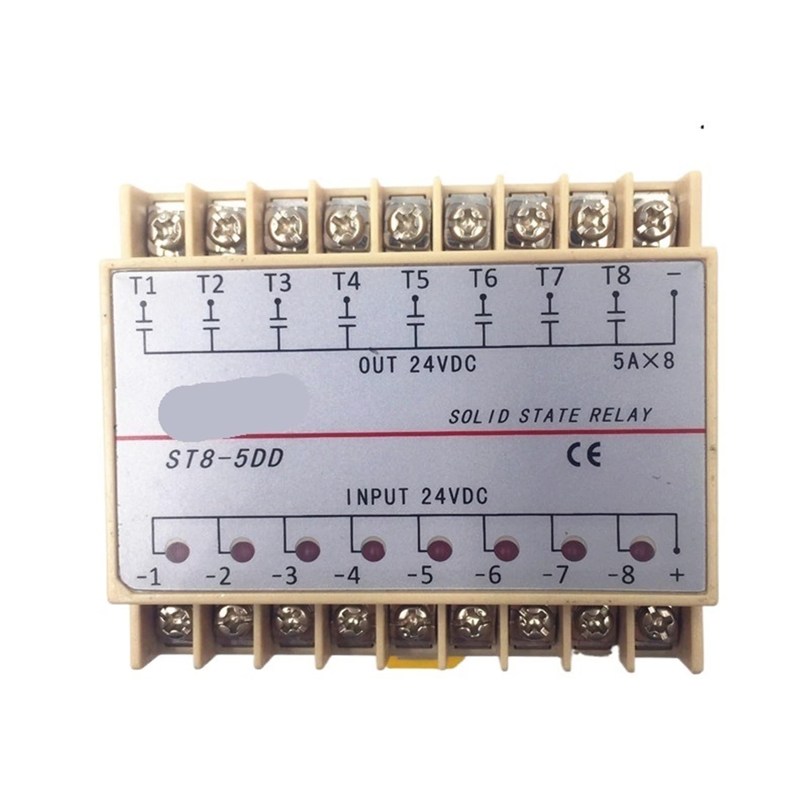 ST8-5DD ST5-5dd 5ddp 8 Channel Din Rail SSR Eight Input Output 24VDC Single Phase Solid State Relay 5A Module Controller(ST8-5DD) Control Relays