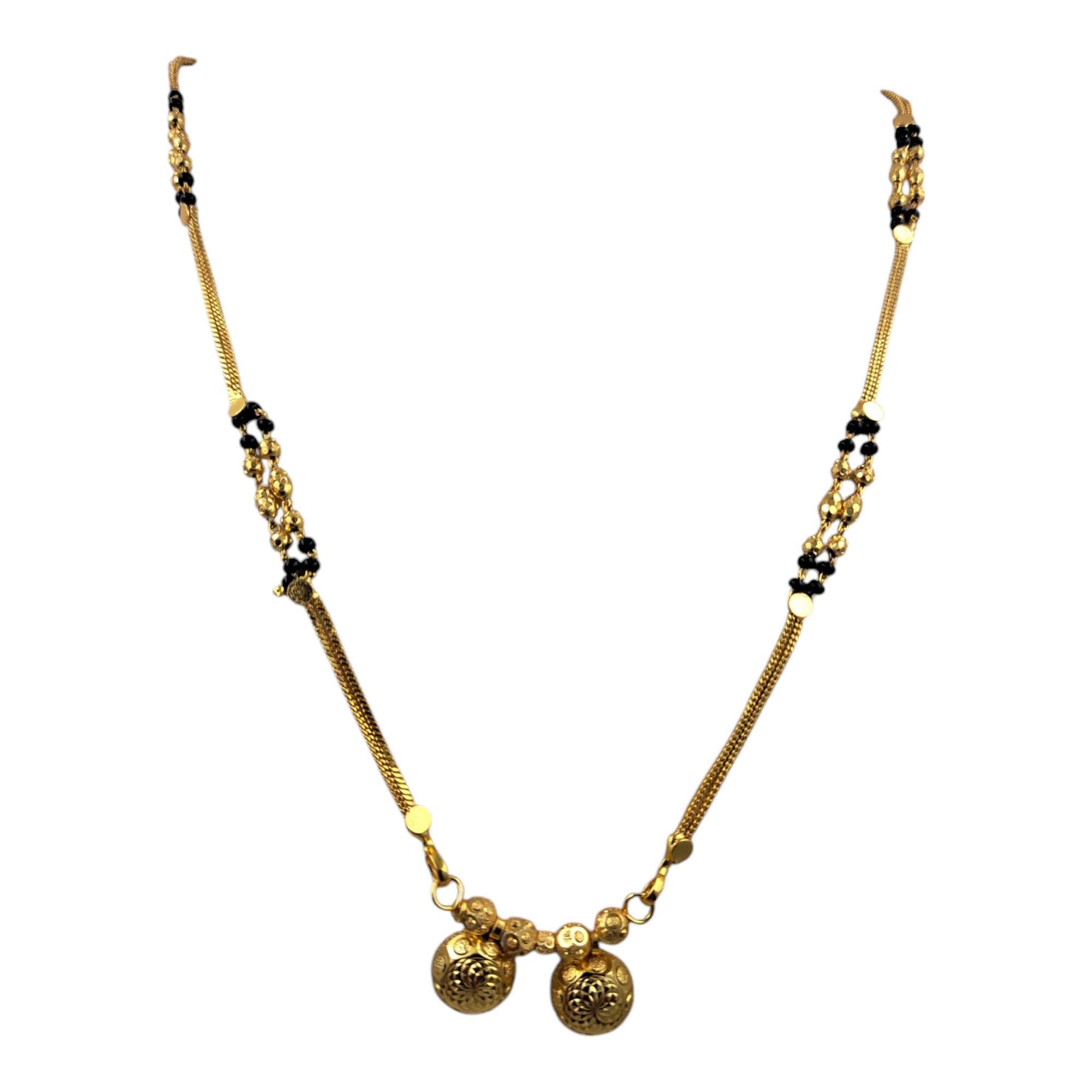 mymangalsutra Gold Plated Chain Full Golden Less Black Bead Vati Maharashtrian Marathi Style Mangalsutra Short Size(18 Inch) 21-picture-50