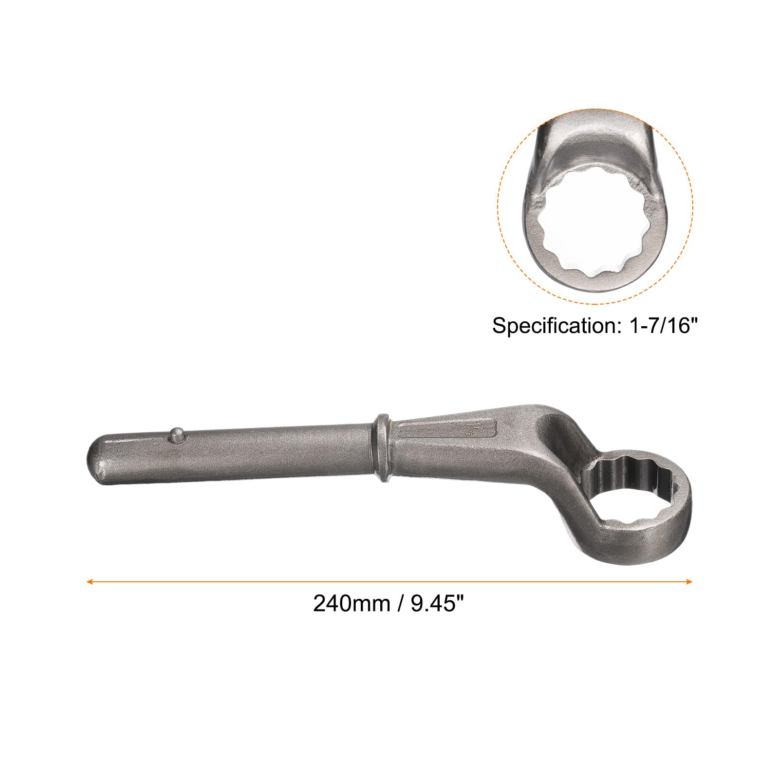 Llave de Tubo con Mango Tubular y Extremo acodado de 1-7/16" CR-V, 12 Puntas, Llave Torx de Extremo único acodado, Llaves de Tubo de Cuello Alto para apretar Tornillos y Sujetadores, Colo