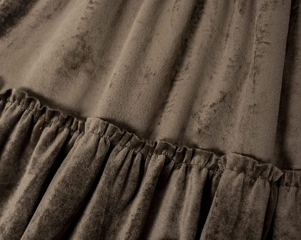 Spódnice dla kobiet Długość midi, złota aksamitna czarna spódnica zimowa Elastyczna talia Vintage Spódnice z wysokim stanem Ciepłe spódnice maxi dla kobiet Lini(Brown One Size)