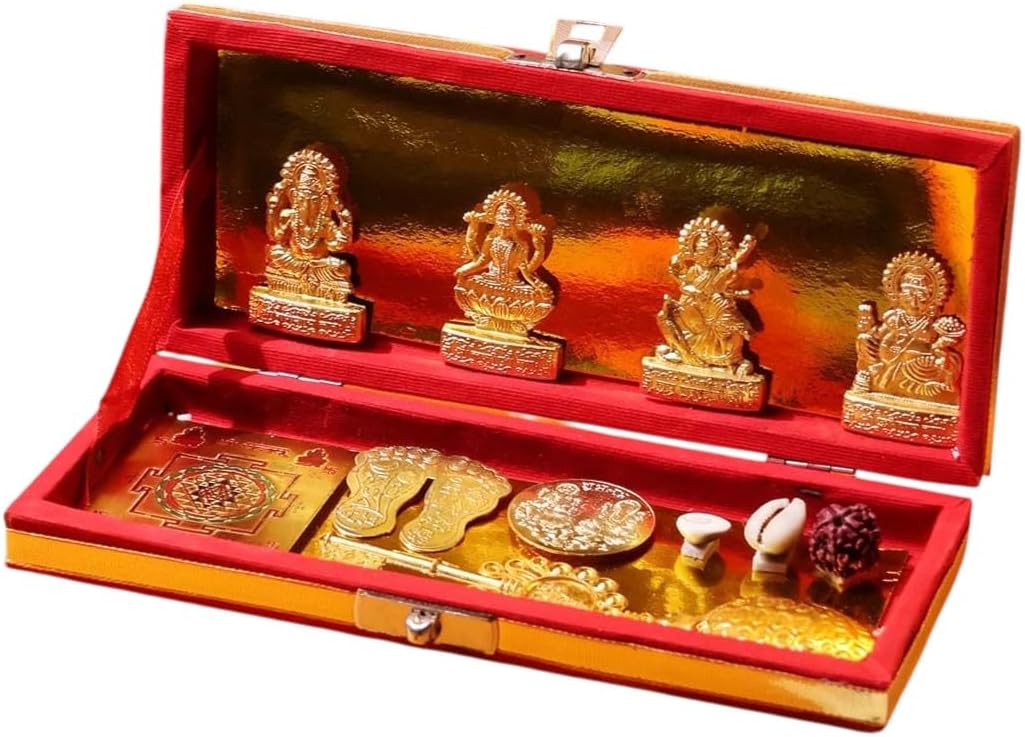 Shree Dhan Lakshmi Kuber Bhandari for Wealth & Diwali Pooja | 12-Piece Set for Home Temple & Festive Decor | Ideal Diwali Gift for Family