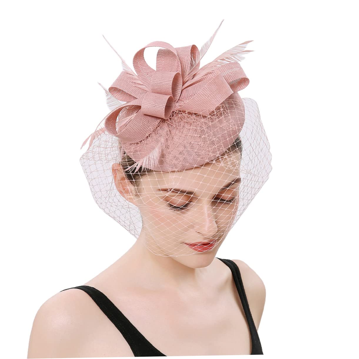 FOMIYES 2 Pz Cappello da Cocktail Party Cappelli Fascinator per Le Donne Copricapo da Cocktail Tea Party Fascinatore a Rete tè Piuma Artificiale da Donna Affascinante per