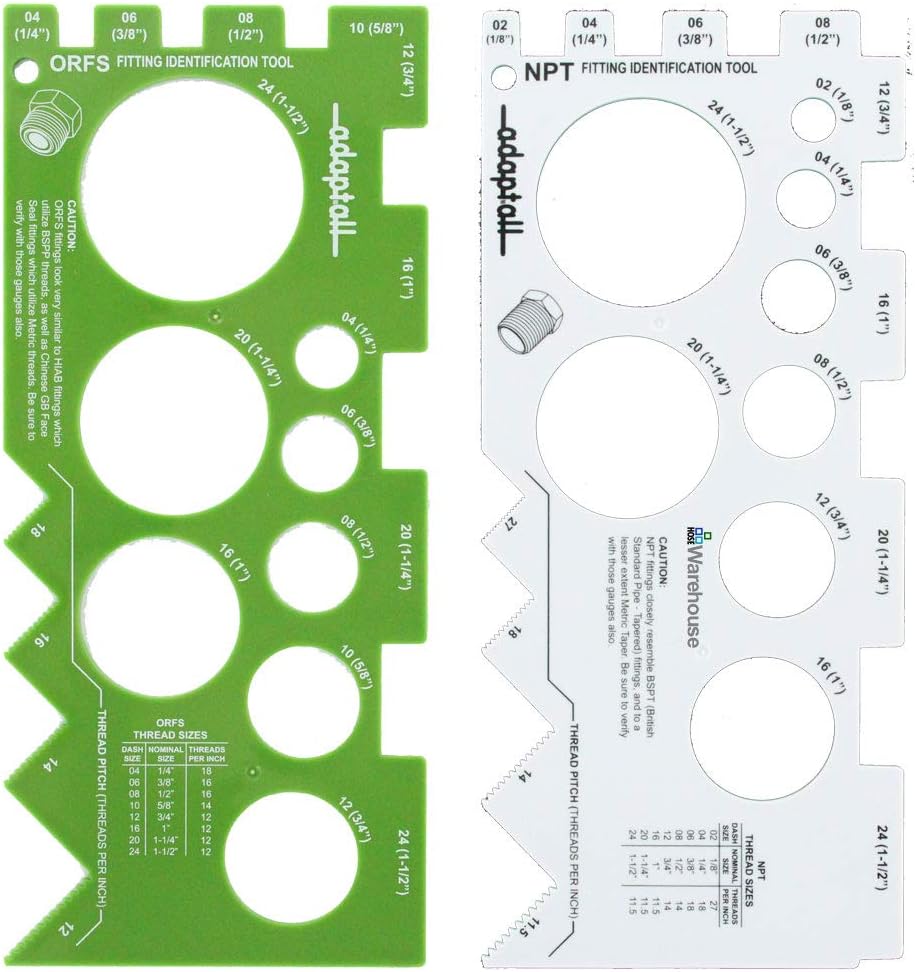 HoseWarehouse Brand TGK02-HW SAE American Thread Identification Kit w/Adaptall Gauges (NPT, NPSM, ORS, ORFS, ORB, an, JIC 37)