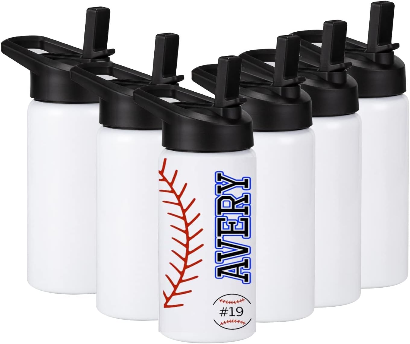 6 Pack Kids Water Bottle with Handle & Straw Lid, 16 oz Personalized Sublimation Water Bottles Blank Bulk, Stainless Steel, Leak Proof for Boys Girls to School Sports Travel Camping, DIY Gift, White