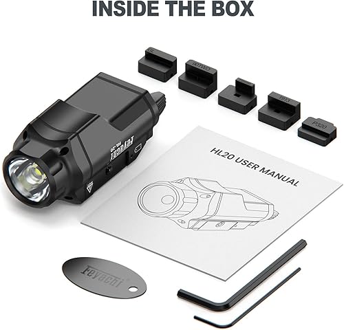 Miniatura 7 de Feyachi Luz de pistola HL-20 1500 lúmenes actualización LED arma luz compacta montada en riel pistola táctica linterna riel localización llaves para