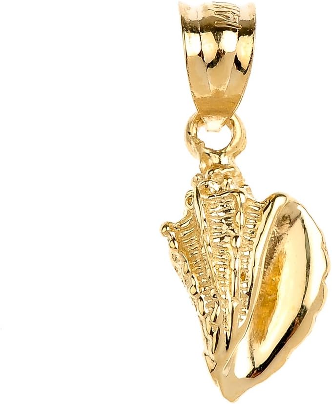 - Sea Life Collection Dainty 14k Yellow Gold SeaShell Charm Pendant
