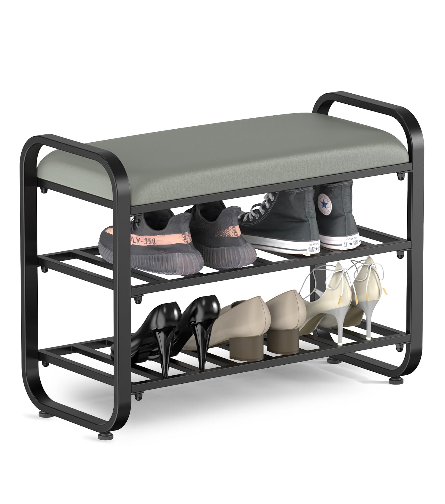 XIV Shoe Bench, 3-Tier Shoe Rack for Front Door Entrance, Shoe Organizer Storage Bench for Entryway, Living Room, Easy Assembly
