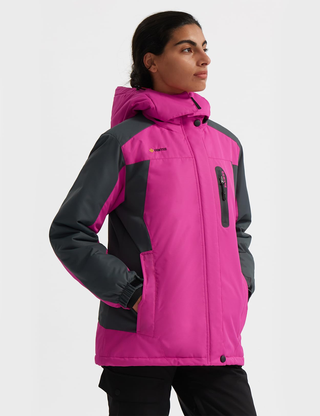 GEMYSE Donna Giacca da Sci Impermeabile Montagna Giacche Pile Invernale Antivento Cappotto con Cappuccio